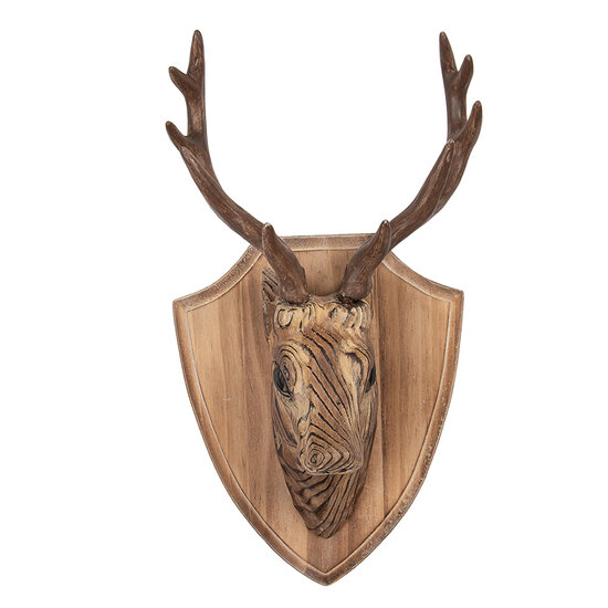 Clayre &amp; Eef | Decoratie hert Bruin Beige 14x9x26 cm | 6H2503