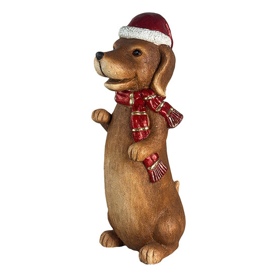 Clayre &amp; Eef | Decoratie Hond Bruin Rood 19x24x51 cm | 6MG0203