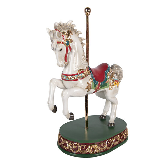 Clayre &amp; Eef | Decoratie Paard Wit Rood 30x19x40 cm | 6PR6132
