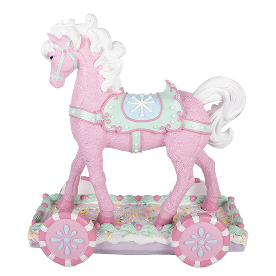 Clayre &amp; Eef | Decoratie Paard Roze Wit 35x16x38 cm | 6PR6233