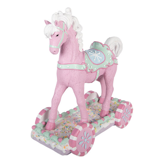 Clayre &amp; Eef | Decoratie Paard Roze Wit 35x16x38 cm | 6PR6233