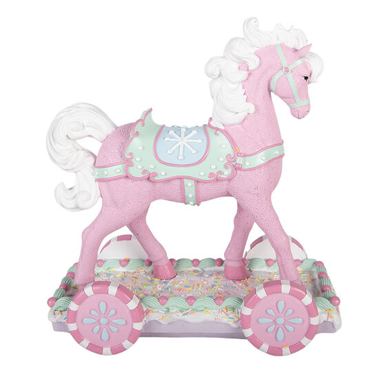 Clayre &amp; Eef | Decoratie Paard Roze Wit 35x16x38 cm | 6PR6233