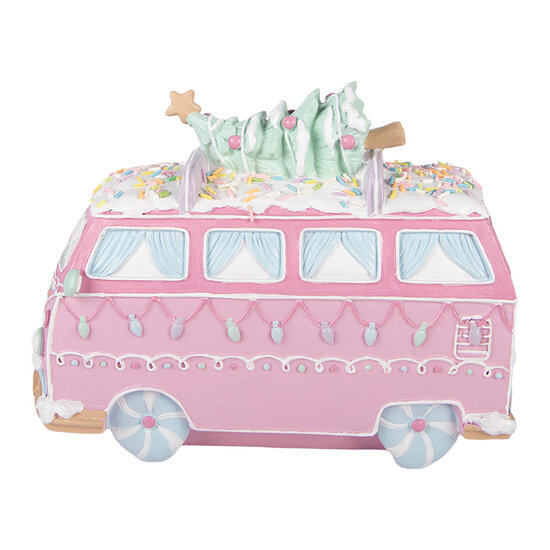 Clayre &amp; Eef | Decoratie Bus Roze Wit 26x13x19 cm | 6PR6236