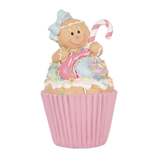 Clayre &amp; Eef | Decoratie Cupcake Roze Bruin &oslash; 9x16 cm | 6PR6237