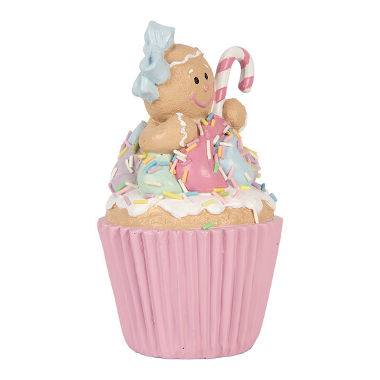Clayre &amp; Eef | Decoratie Cupcake Roze Bruin &oslash; 9x16 cm | 6PR6237