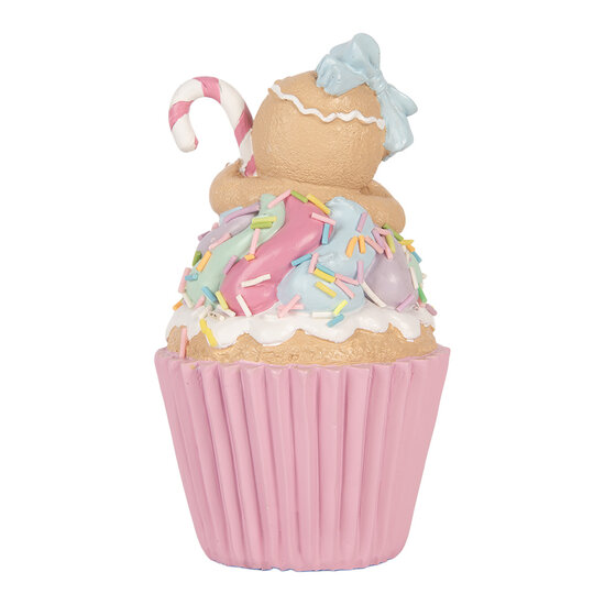 Clayre &amp; Eef | Decoratie Cupcake Roze Bruin &oslash; 9x16 cm | 6PR6237