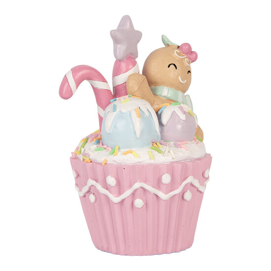 Clayre &amp; Eef | Decoratie Cupcake Roze Bruin 11x9x15 cm | 6PR6238