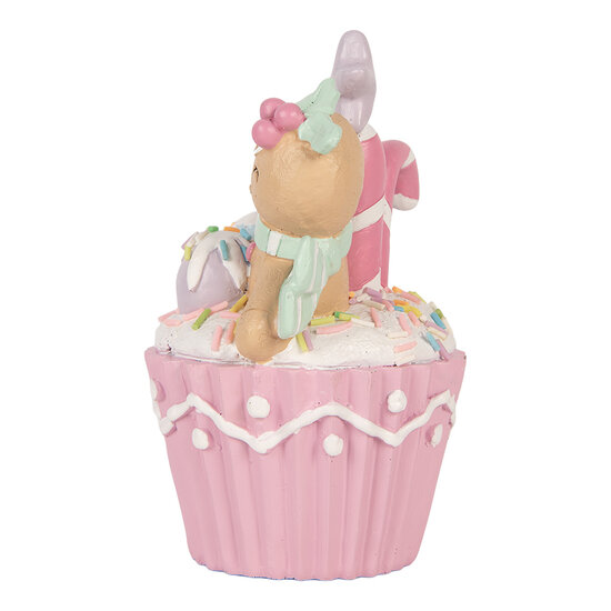 Clayre &amp; Eef | Decoratie Cupcake Roze Bruin 11x9x15 cm | 6PR6238