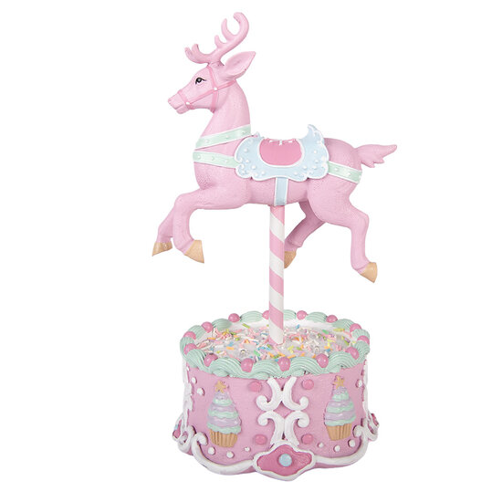 Clayre &amp; Eef | Decoratie Rendier met LED Roze Blauw 17x14x29 cm / 2xAAA | 6PR6240