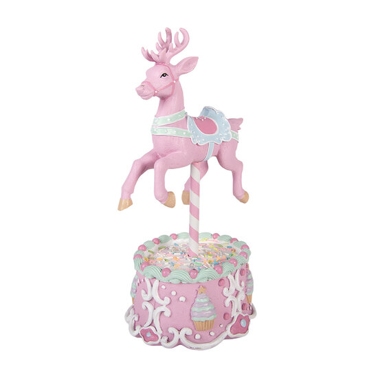 Clayre &amp; Eef | Decoratie Rendier met LED Roze Blauw 17x14x29 cm / 2xAAA | 6PR6240