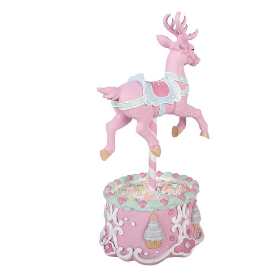 Clayre &amp; Eef | Decoratie Rendier met LED Roze Blauw 17x14x29 cm / 2xAAA | 6PR6240