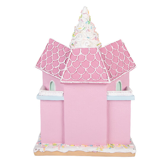 Clayre &amp; Eef | Decoratie Huis met LED Roze Wit 21x14x28 cm / 2xAAA | 6PR6242