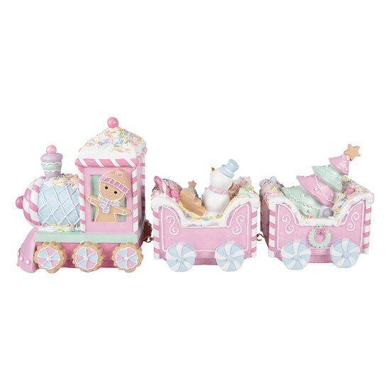 Clayre &amp; Eef | Decoratie Trein Roze Groen 45x12x19 cm | 6PR6243