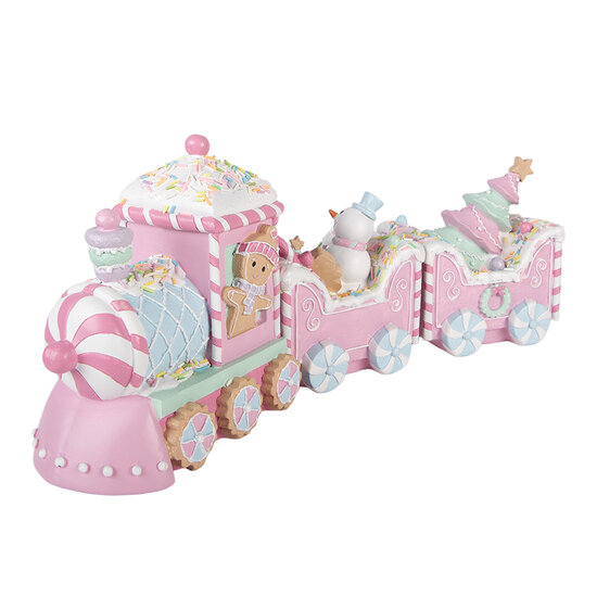 Clayre &amp; Eef | Decoratie Trein Roze Groen 45x12x19 cm | 6PR6243
