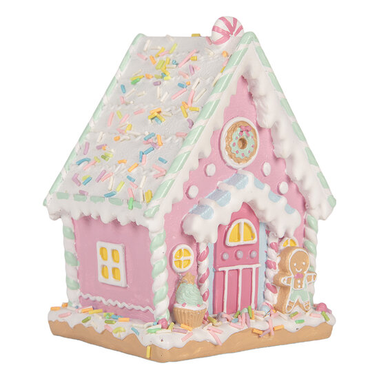 Clayre &amp; Eef | Decoratie Huis Roze Wit 13x10x16 cm | 6PR6244