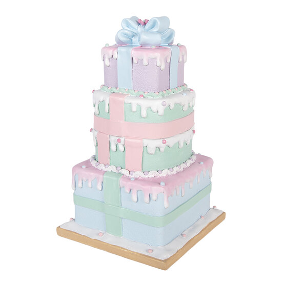Clayre &amp; Eef | Decoratie van opgestapelde Cadeautjes Groen Roze 14x16x36 cm | 6PR6245