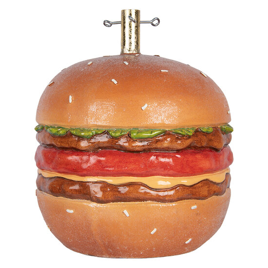Clayre &amp; Eef | Decoratie Hamburger Bruin Rood &oslash; 41 x 47 cm | 6PR6298