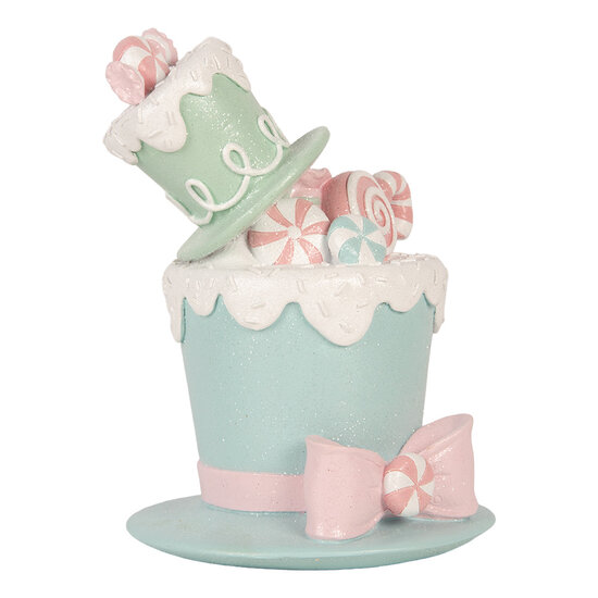 Clayre &amp; Eef | Decoratie hoed Groen Wit 17x16x22 cm | 6PR6346