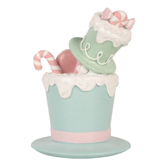 Clayre &amp; Eef | Decoratie hoed Groen Wit 17x16x22 cm | 6PR6346