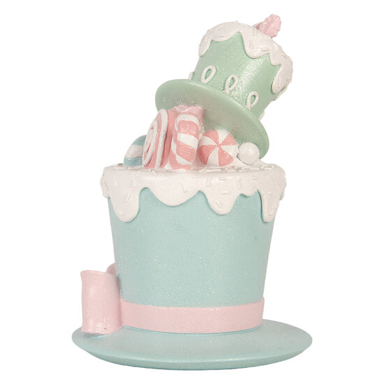 Clayre &amp; Eef | Decoratie hoed Groen Wit 17x16x22 cm | 6PR6346