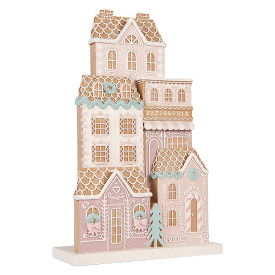 Clayre &amp; Eef | Decoratie Huis Bruin Groen 26x10x40 cm | 6PR6348