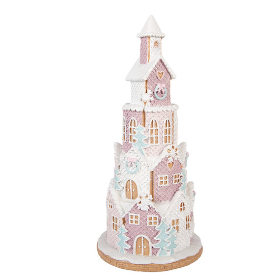 Clayre &amp; Eef | Decoratie Huis Wit Roze &oslash; 14x30 cm | 6PR6349