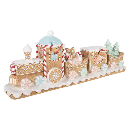 Clayre &amp; Eef | Decoratie Trein Bruin Wit 47x10x17 cm | 6PR6352