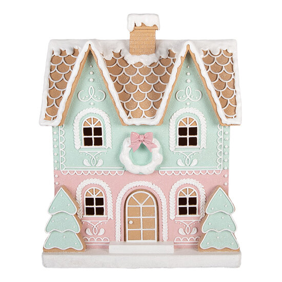Clayre &amp; Eef | Decoratie Huis Bruin Groen 38x20x48 cm | 6PR6370
