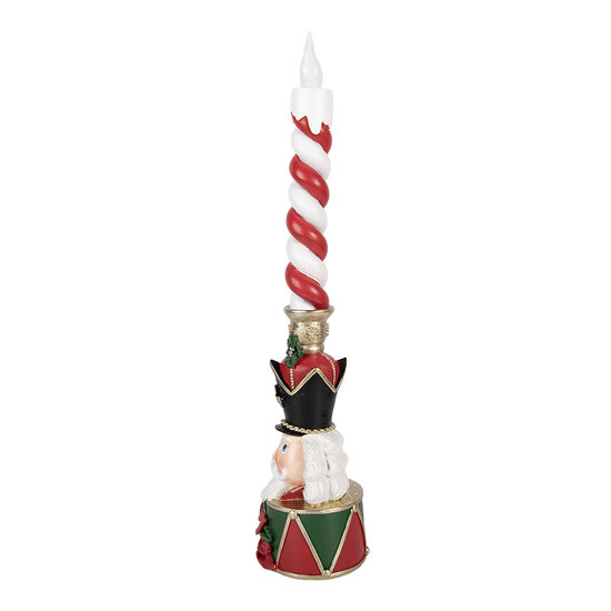 Clayre &amp; Eef | Decoratie Kandelaar met kaars met LED Rood Groen 9x10x45 cm | 6PR6376