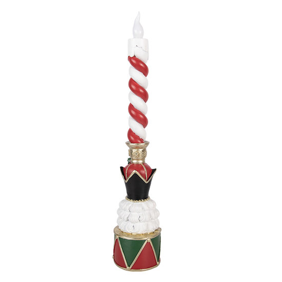 Clayre &amp; Eef | Decoratie Kandelaar met kaars met LED Rood Groen 9x10x45 cm | 6PR6376