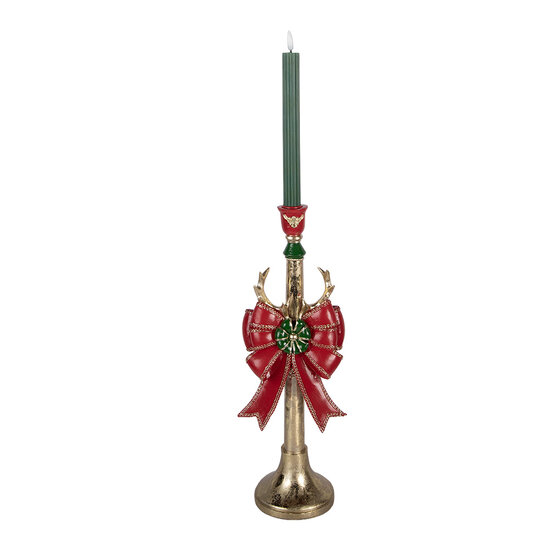Clayre &amp; Eef | Kandelaar Goudkleurig Rood 15x12x45 cm | 6PR6380