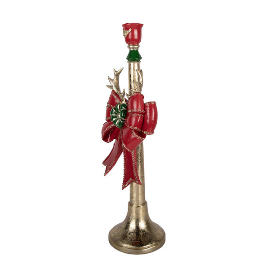 Clayre &amp; Eef | Kandelaar Goudkleurig Rood 15x12x45 cm | 6PR6380
