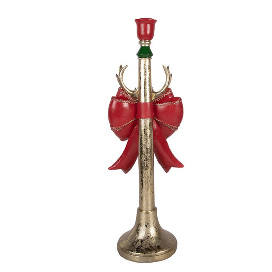 Clayre &amp; Eef | Kandelaar Goudkleurig Rood 15x12x45 cm | 6PR6380