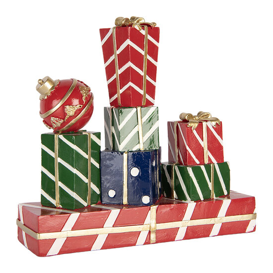 Clayre &amp; Eef | Decoratie van opgestapelde Cadeautjes Rood Groen 21x7x21 cm | 6PR6381