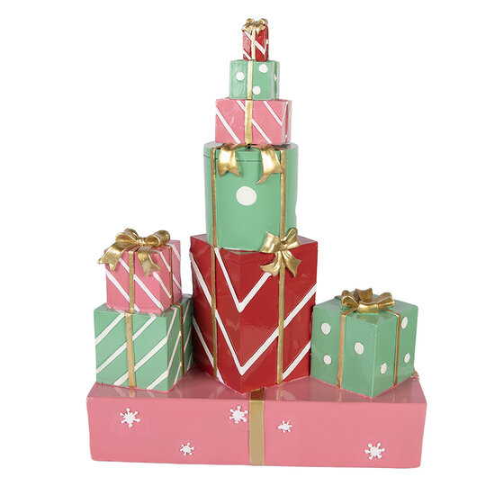 Clayre &amp; Eef | Decoratie van opgestapelde Cadeautjes Groen Roze 28x12x36 cm | 6PR6382