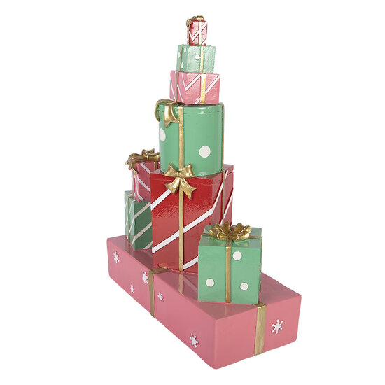 Clayre &amp; Eef | Decoratie van opgestapelde Cadeautjes Groen Roze 28x12x36 cm | 6PR6382
