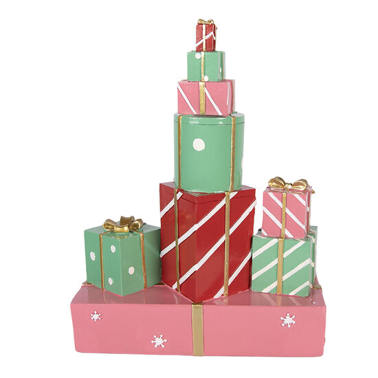 Clayre &amp; Eef | Decoratie van opgestapelde Cadeautjes Groen Roze 28x12x36 cm | 6PR6382