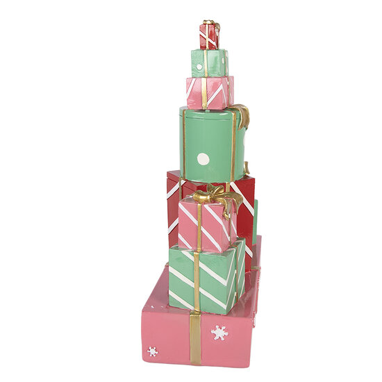 Clayre &amp; Eef | Decoratie van opgestapelde Cadeautjes Groen Roze 28x12x36 cm | 6PR6382