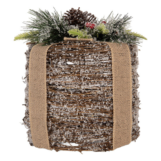 Clayre &amp; Eef | Decoratie cadeau met LED Bruin Groen &oslash; 25x30 cm / 3xAA | 6RO0616