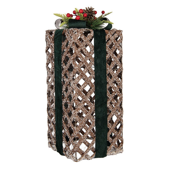 Clayre &amp; Eef | Decoratie cadeau Bruin Groen 20x20x53 cm | 6RO0620