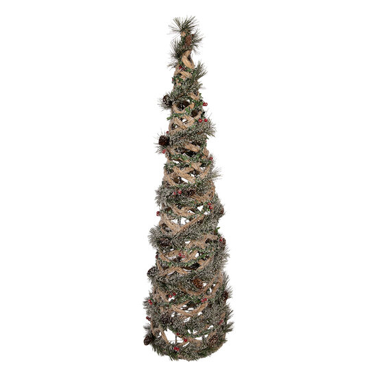 Clayre &amp; Eef | Decoratie Kertboom met LED Groen Bruin &oslash; 15x41 cm / 2xAA | 6RO0622