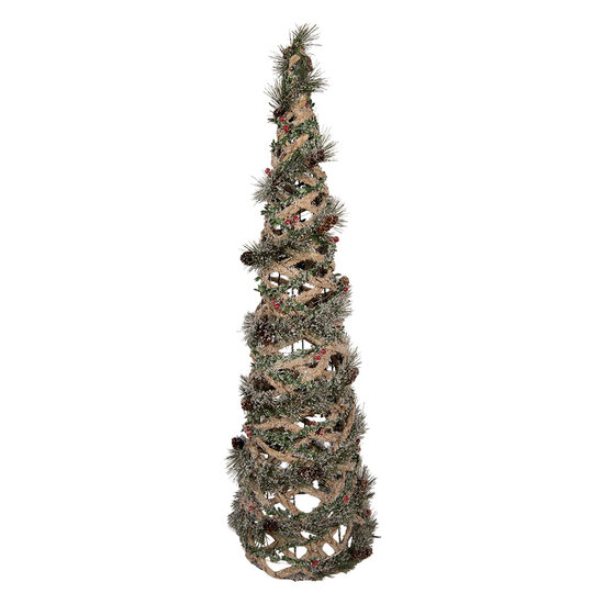 Clayre &amp; Eef | Decoratie Kertboom met LED Groen Bruin &oslash; 15x41 cm / 2xAA | 6RO0622