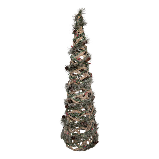 Clayre &amp; Eef | Decoratie Kertboom met LED Groen Bruin &oslash; 15x41 cm / 2xAA | 6RO0622