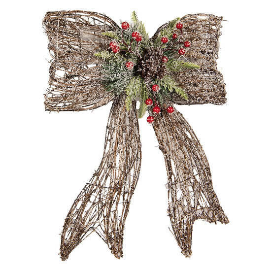 Clayre &amp; Eef | Decoratie Strik met LED Bruin Groen 41x10x51 cm / 3xAA | 6RO0623