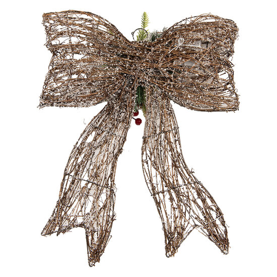 Clayre &amp; Eef | Decoratie Strik met LED Bruin Groen 41x10x51 cm / 3xAA | 6RO0623