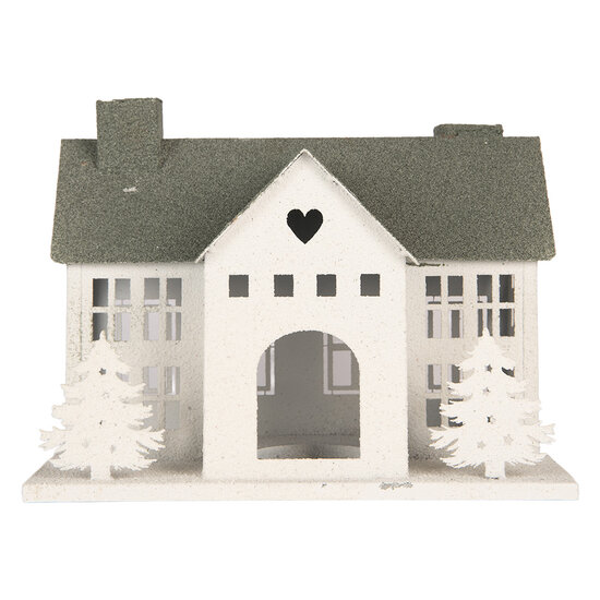 Clayre &amp; Eef | Decoratie Huis Wit Groen 31x23x32 cm | 6Y6067