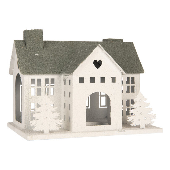 Clayre &amp; Eef | Decoratie Huis Wit Groen 31x23x32 cm | 6Y6067