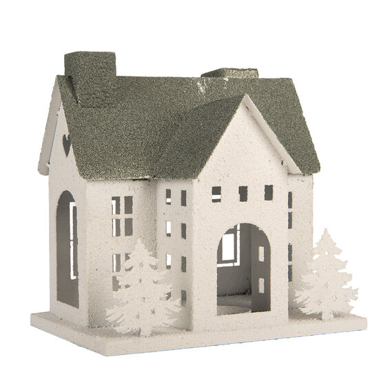 Clayre &amp; Eef | Decoratie Huis Wit Groen 26x17x26 cm | 6Y6068