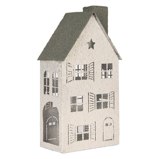 Clayre &amp; Eef | Decoratie Huis Wit Groen 16x9x32 cm | 6Y6077