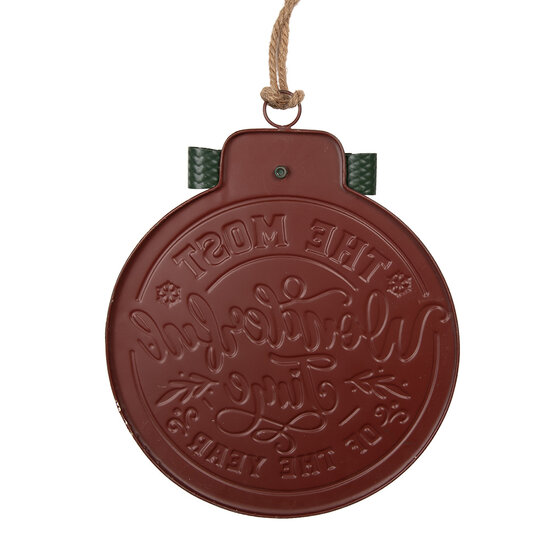 Clayre &amp; Eef | Decoratie Kerstbal Rood Groen 30x4x37 cm | 6Y6166